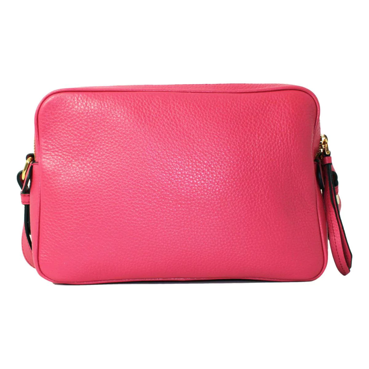 Peonia Pink Vitello Phenix Leather Double Zip Crossbody Bag 1BH079
