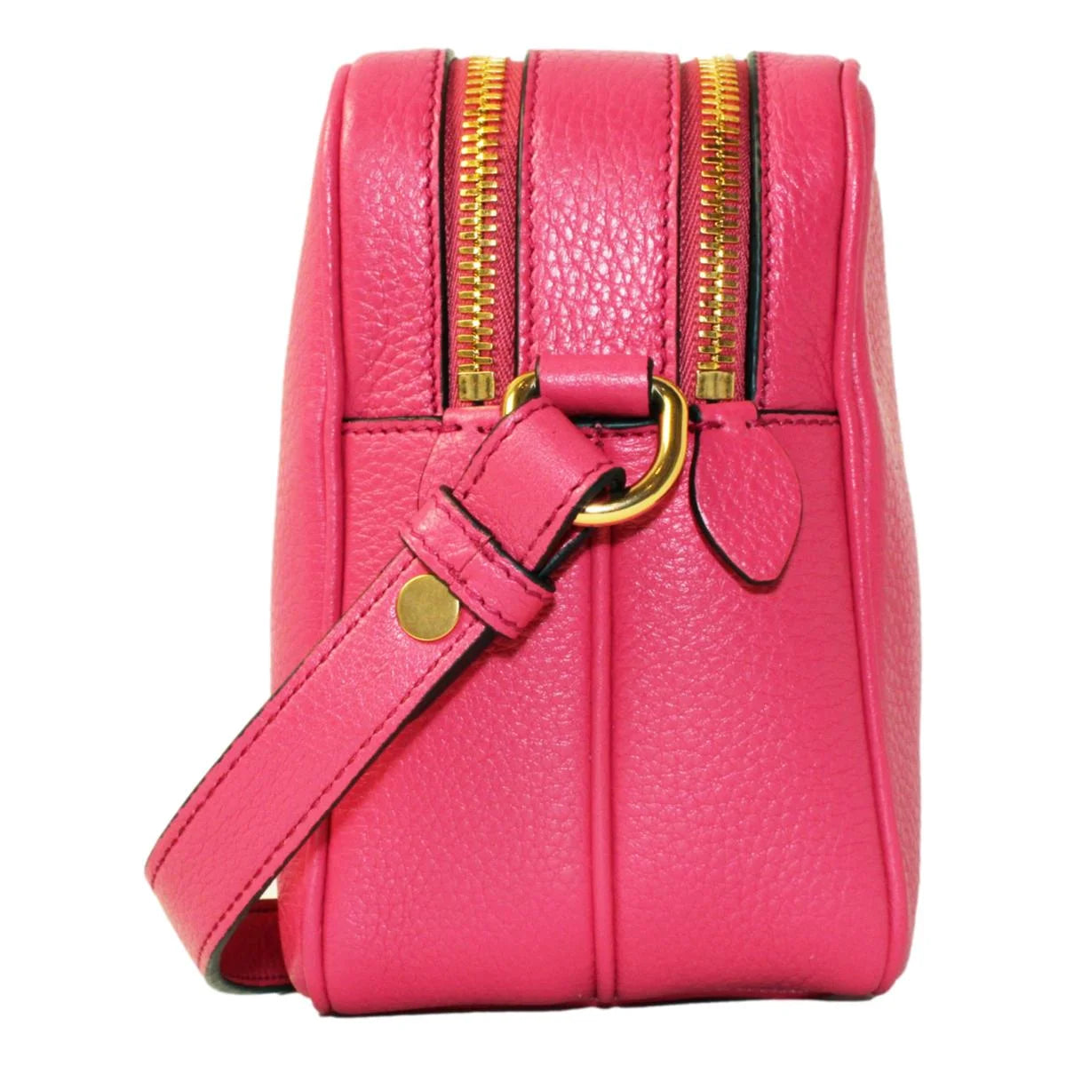Peonia Pink Vitello Phenix Leather Double Zip Crossbody Bag 1BH079