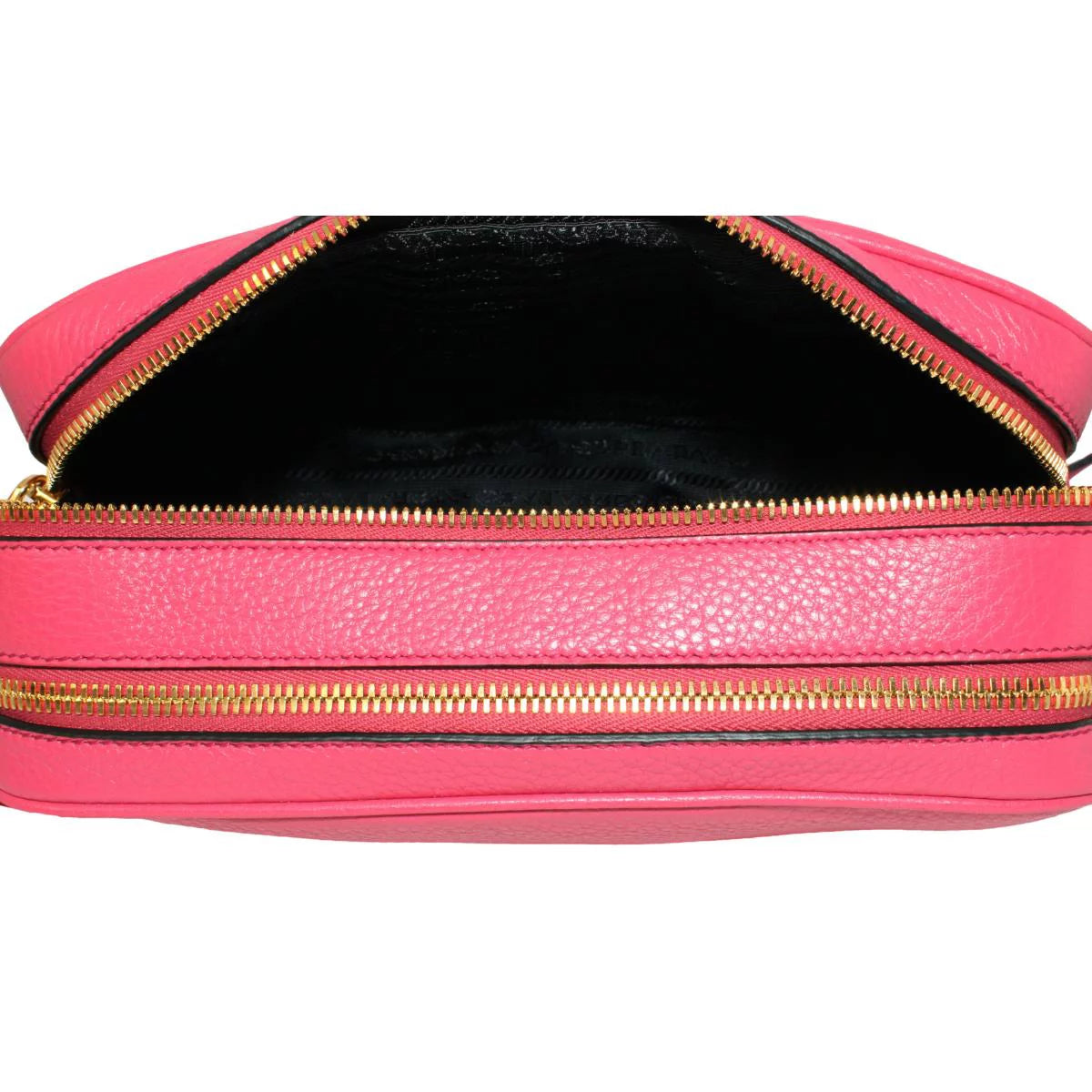 Peonia Pink Vitello Phenix Leather Double Zip Crossbody Bag 1BH079