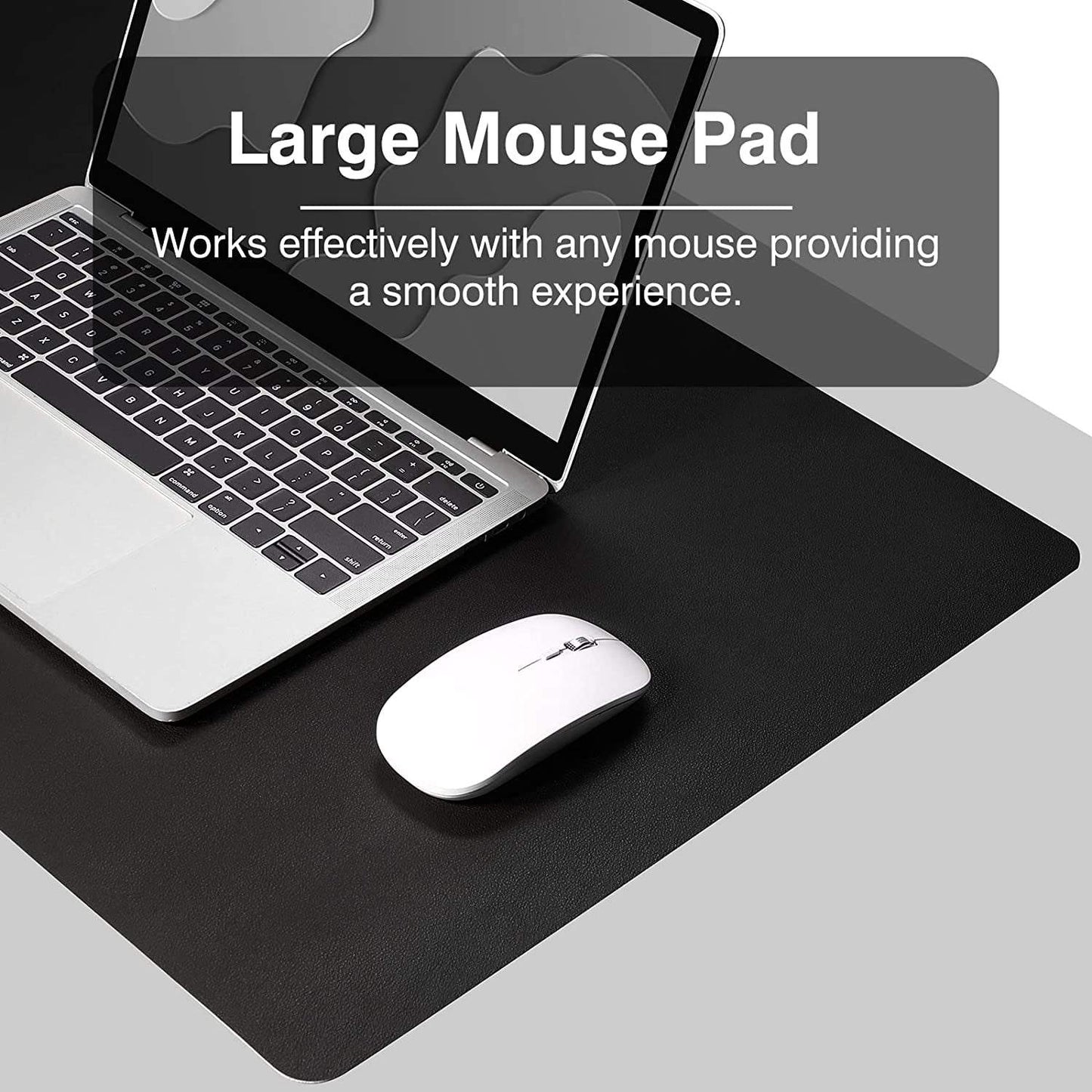 Large Dual-Sided Desk Pad - Waterproof Leather Blotter Protector for Keyboard and Mouse (36" x 17", Black)