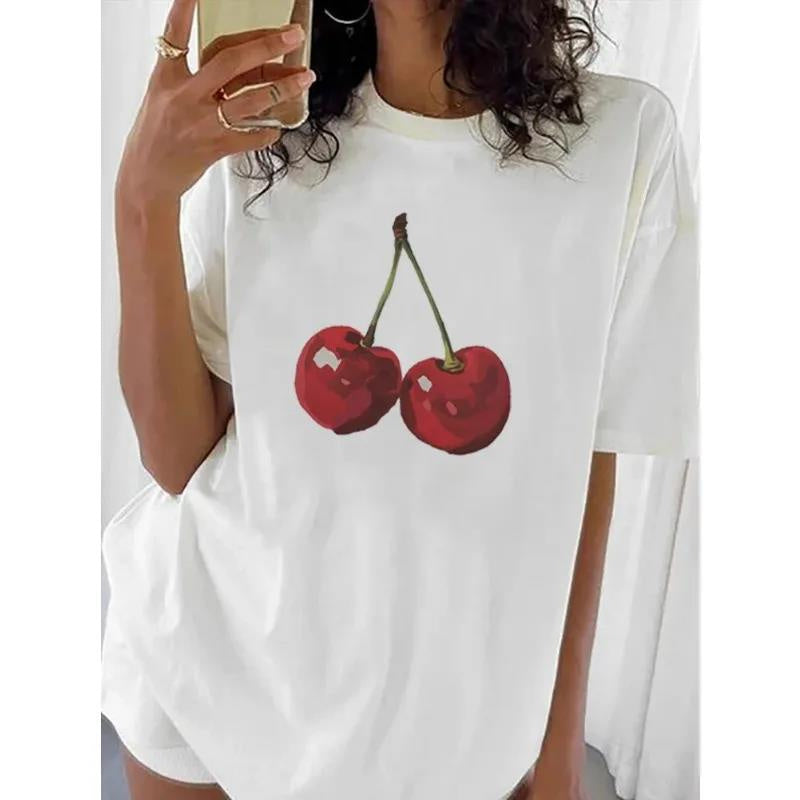 Cherry Pattern Printed T-shirt Fruit