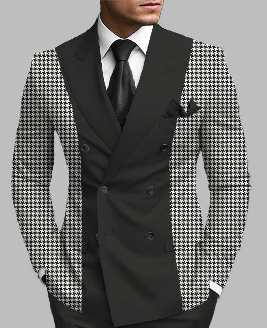 New Men's Printed Posterior Median Split Suit Jacket
