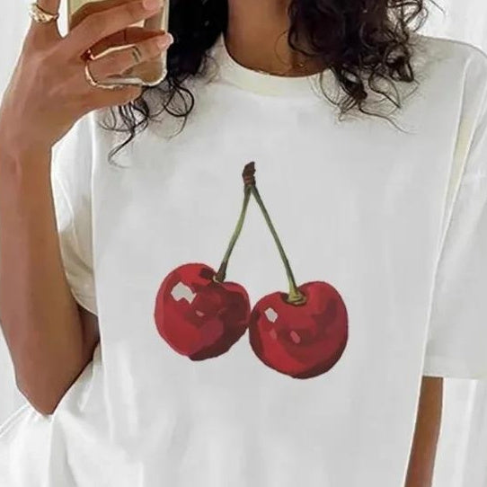 Cherry Pattern Printed T-shirt Fruit