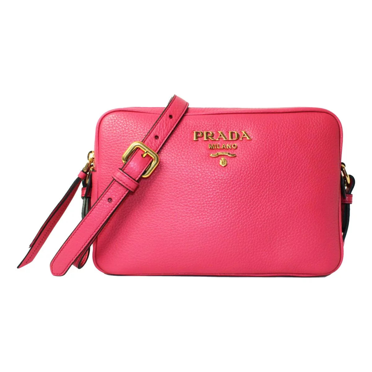 Peonia Pink Vitello Phenix Leather Double Zip Crossbody Bag 1BH079