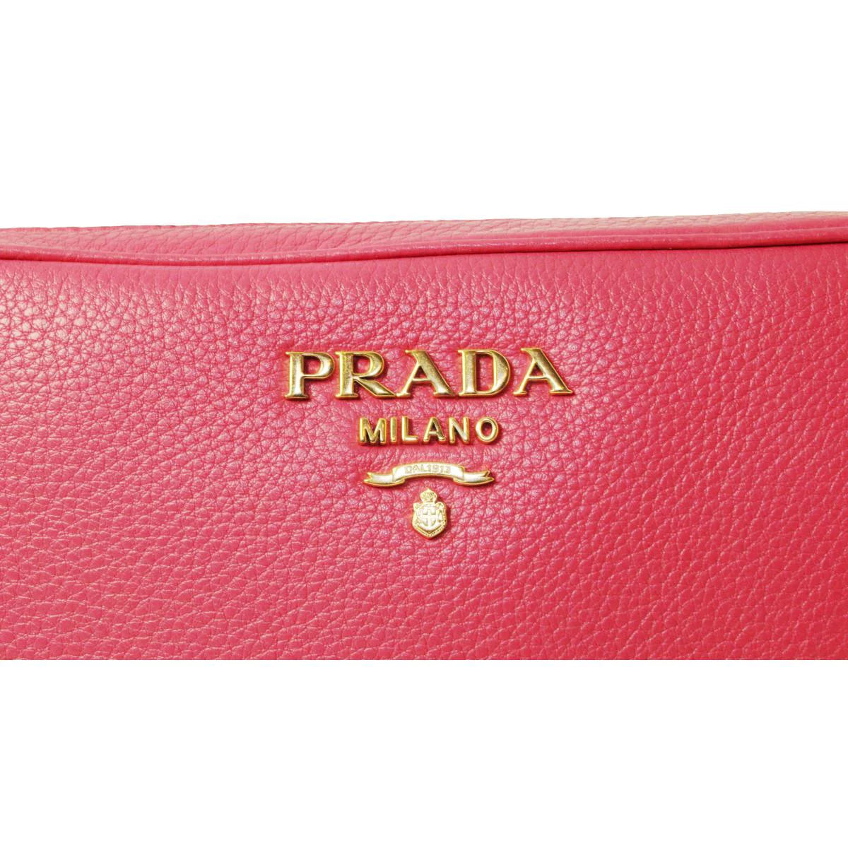 Peonia Pink Vitello Phenix Leather Double Zip Crossbody Bag 1BH079