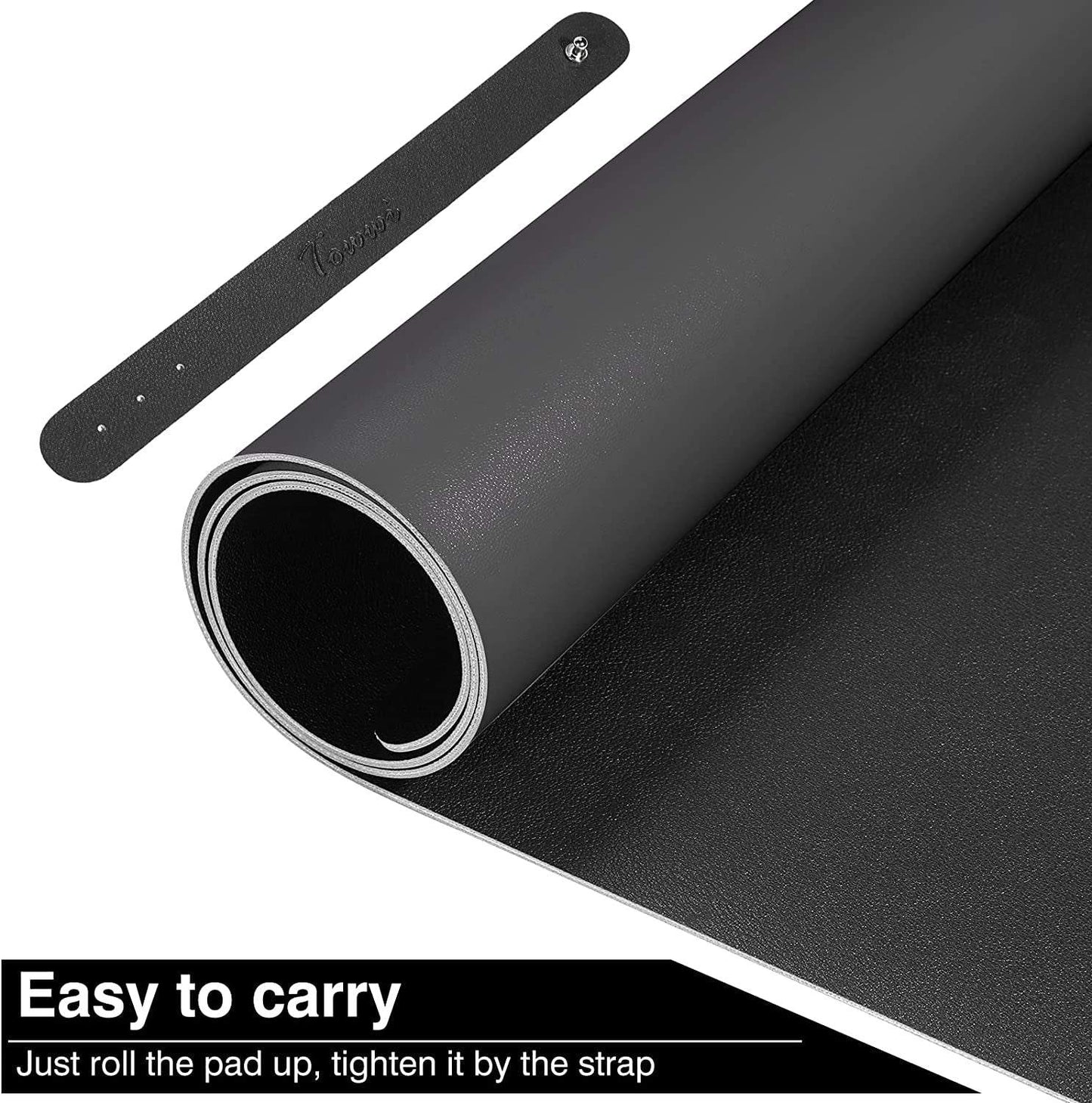 Large Dual-Sided Desk Pad - Waterproof Leather Blotter Protector for Keyboard and Mouse (36" x 17", Black)
