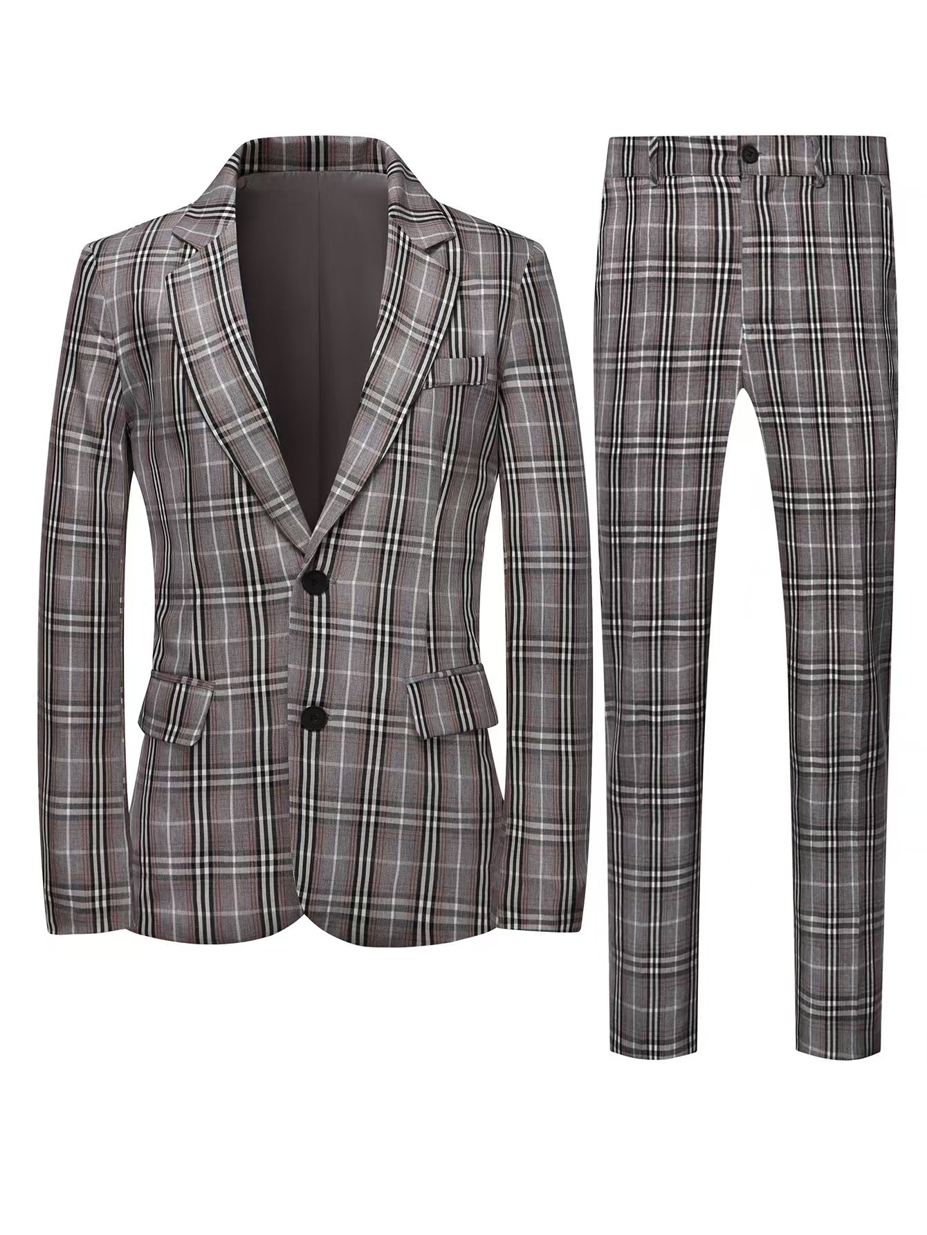 Men's Classic Check Blazer And Pants Set