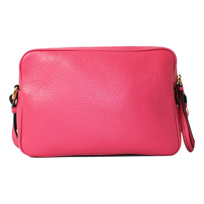 Peonia Pink Vitello Phenix Leather Double Zip Crossbody Bag 1BH079