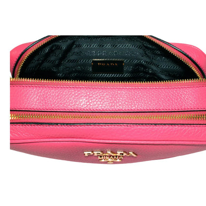 Peonia Pink Vitello Phenix Leather Double Zip Crossbody Bag 1BH079
