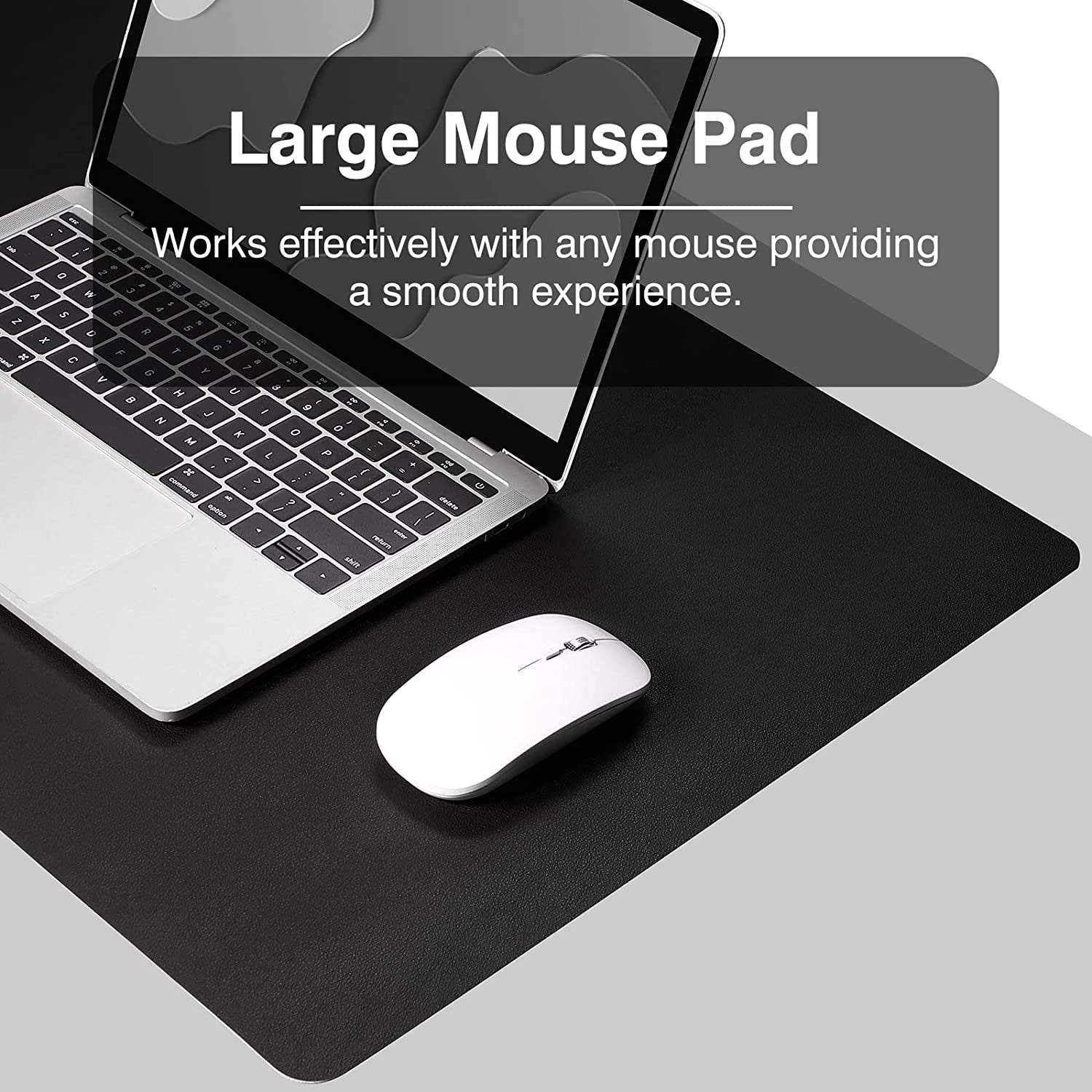 Large Dual-Sided Desk Pad - Waterproof Leather Blotter Protector for Keyboard and Mouse (36" x 17", Black)