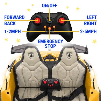Exciting Lamborghini Aventador 24V Electric Car for Kids - Powered Ride-On Toy with Remote Control, Bluetooth Music, and Luxury Features!