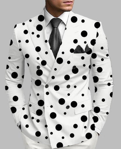 New Men's Printed Posterior Median Split Suit Jacket
