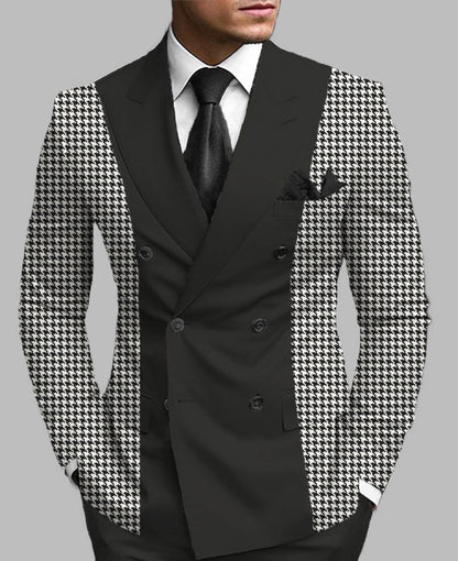 New Men's Printed Posterior Median Split Suit Jacket