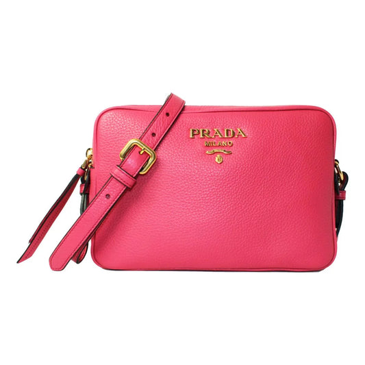 Peonia Pink Vitello Phenix Leather Double Zip Crossbody Bag 1BH079