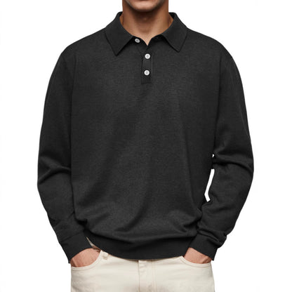 Long Sleeve V-neck Buttons Men's Casual Jacket Polo Shirt