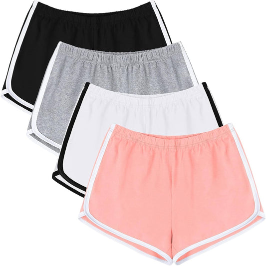 Elevate Your Workout with Our 4 Pack of Stylish Cotton Yoga Shorts - Perfect for Gym, Dance, and Lounge!