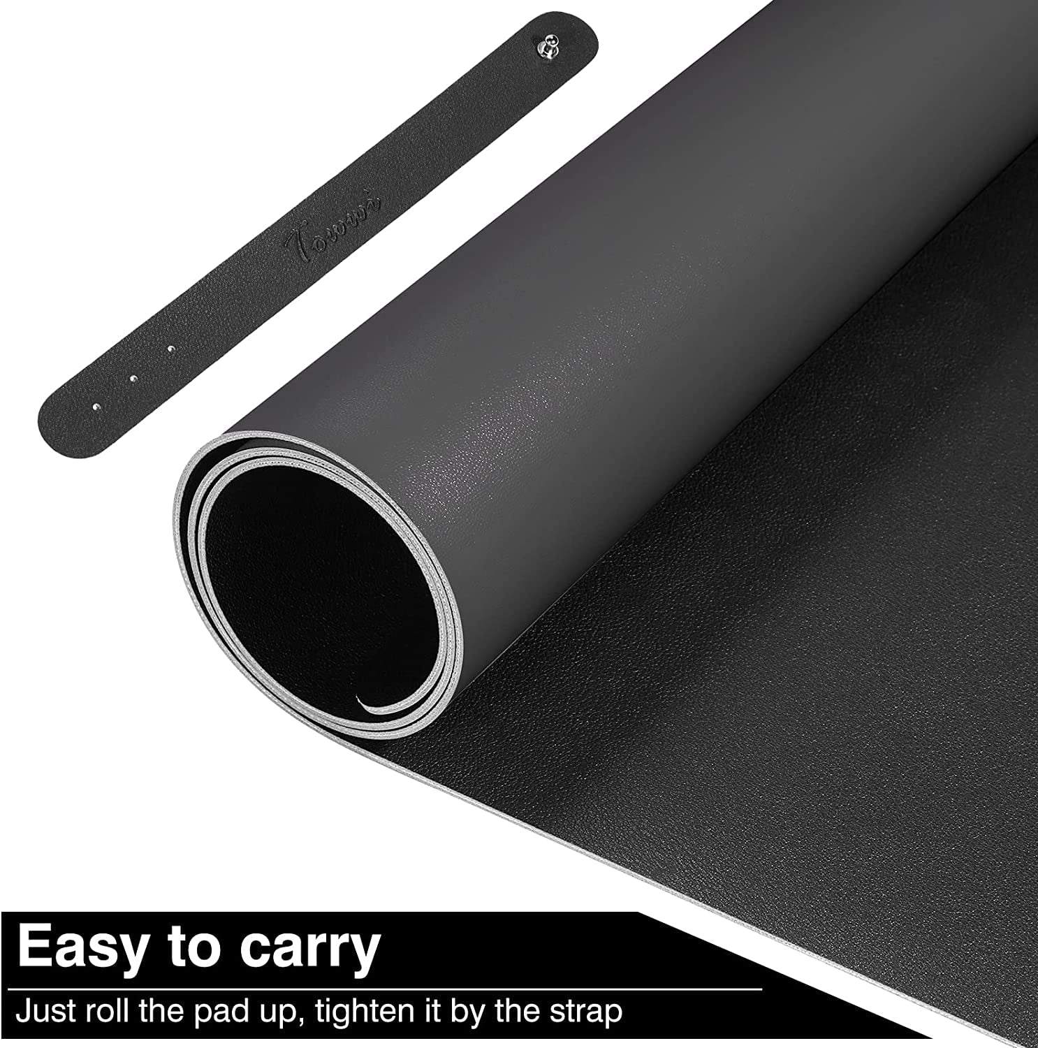 Large Dual-Sided Desk Pad - Waterproof Leather Blotter Protector for Keyboard and Mouse (36" x 17", Black)