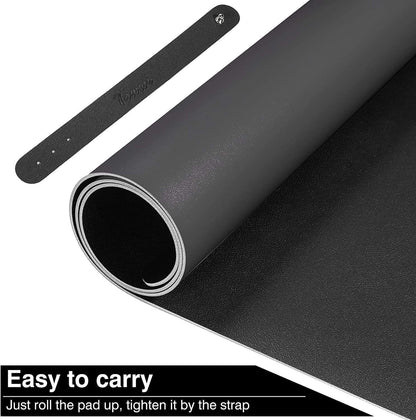 Large Dual-Sided Desk Pad - Waterproof Leather Blotter Protector for Keyboard and Mouse (36" x 17", Black)