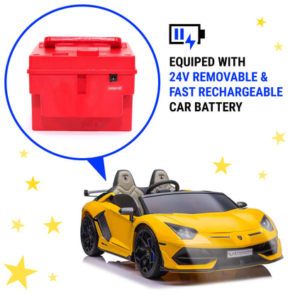 Exciting Lamborghini Aventador 24V Electric Car for Kids - Powered Ride-On Toy with Remote Control, Bluetooth Music, and Luxury Features!