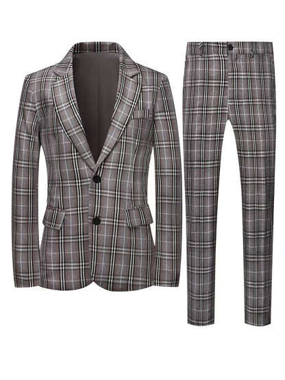 Men's Classic Check Blazer And Pants Set