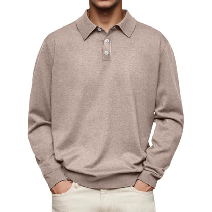 Long Sleeve V-neck Buttons Men's Casual Jacket Polo Shirt