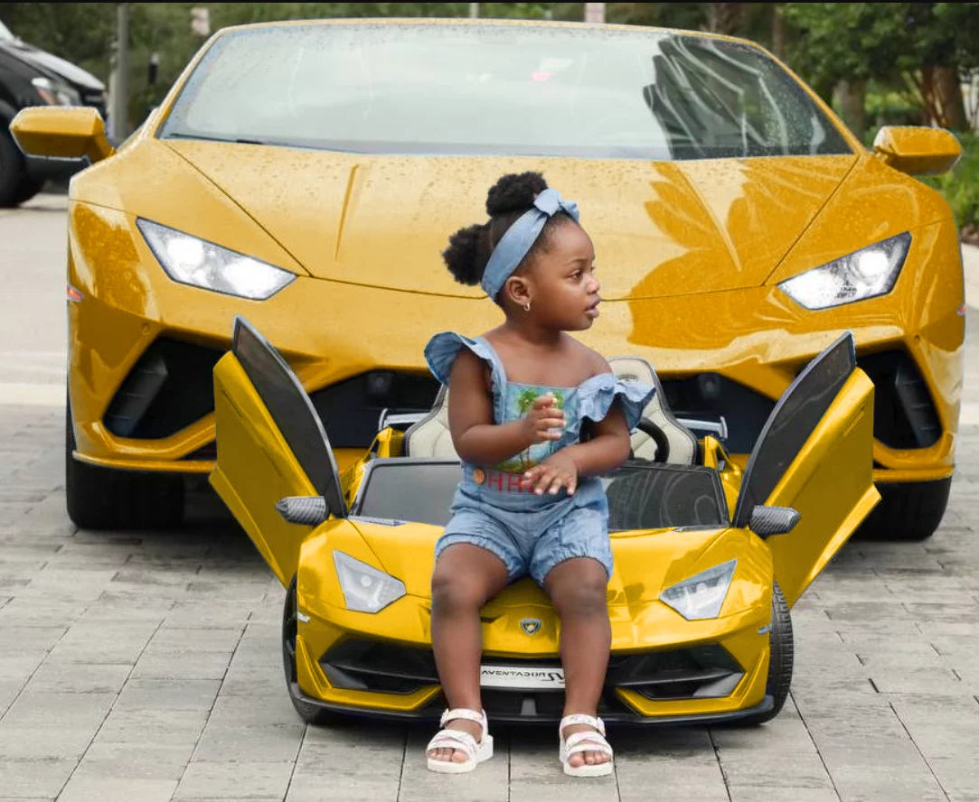 Exciting Lamborghini Aventador 24V Electric Car for Kids - Powered Ride-On Toy with Remote Control, Bluetooth Music, and Luxury Features!